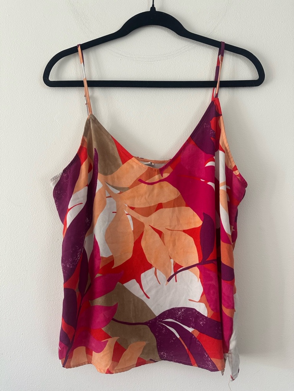 Floral Print V-Neck Spaghetti Strap Cami Top - Pink/Red